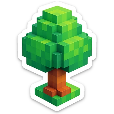 voxel style tree, isometric view sticker