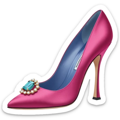 manolo blahink 90's satin pump add the jewelry to the front sticker