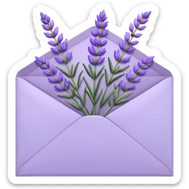 Pastel light whitish purple envelope with lavender flowers inside  sticker