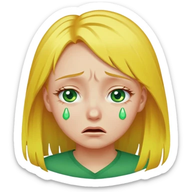 the girl is that criying she has green eyes and yellow hair sticker