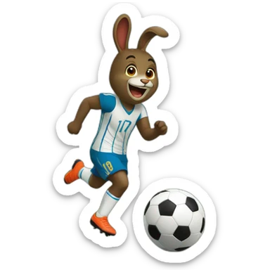 Conejo jugando futbol sticker