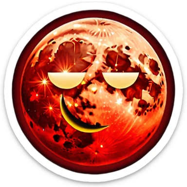 glitter red blood moon crescente sticker