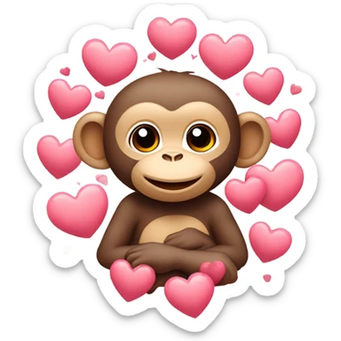 monkey with hearts  sticker