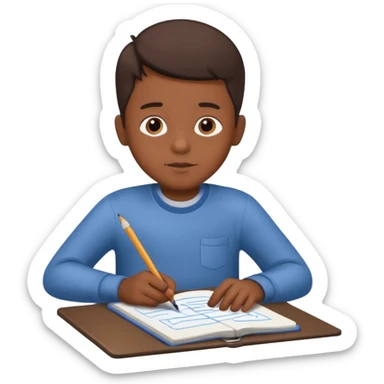 boy drawing pic grandpa on notebook sticker