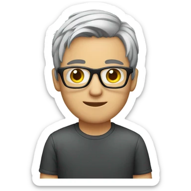 young men with dark glasses with gray hair playing on computer sticker