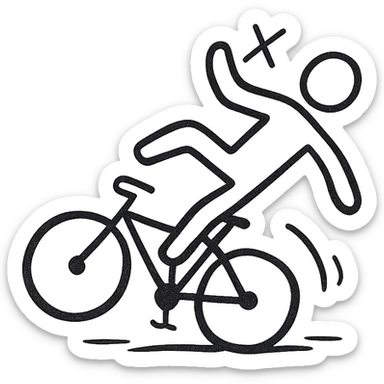 minimalistic all white cyclist losing balance and falling sticker