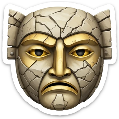 ancient mask, worn and chipped sticker