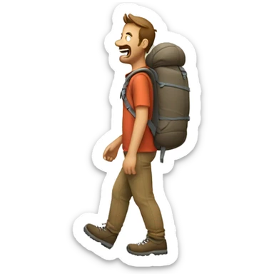 hiking man with hurt backbone sticker