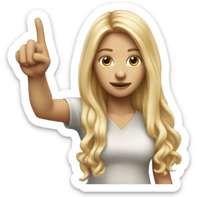 Blonde women with LONG HAIR ,POINTING YOU FORWARD with her HAND with INDEX FINGER, Hyper Realistic sticker
