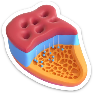 simple 3D cross-section of a biomembrane with a double phospholipid bilayer, one large channel protein spanning the membrane, small molecules or ions passing through the channel, clear and educational sticker