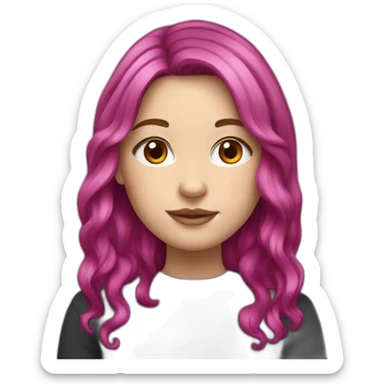 White girl with medium long magenta hair  sticker