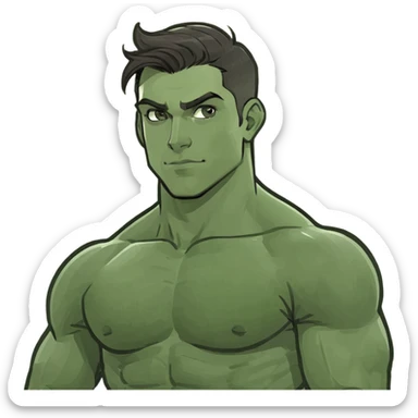 Athletic Tanned brunette male with abs and big arms sticker