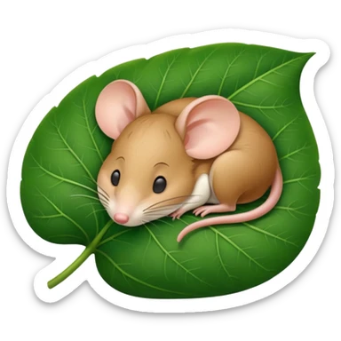 a mouse asleep on a leaf sticker