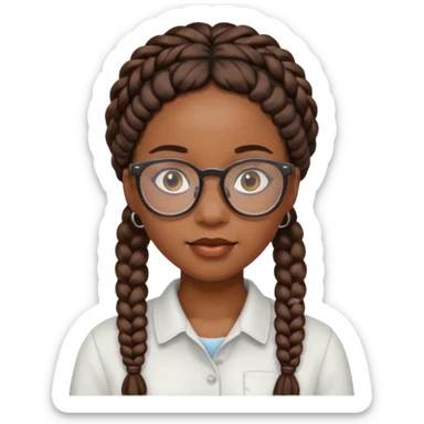 Black girl with braids and glasses sticker