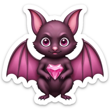 a normal bat witha pink diamond in its forhead, the full bat with his body, the diamond only in the forhead sticker