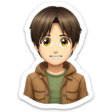 eren yeager enfant avec mikassa sticker