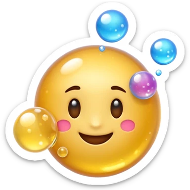 3D iPhone style emoji of bubbly , fizzy bubbles rising, translucent sparkling liquid, isolated on white background, soft shadows, high detail, playful and cute. sticker