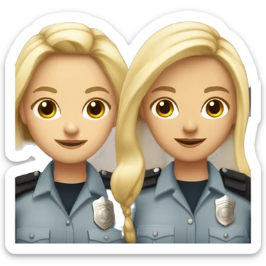Two police woman (one with long blonde hair and medium skin and the other one with short dark hair and bright skin) sticker