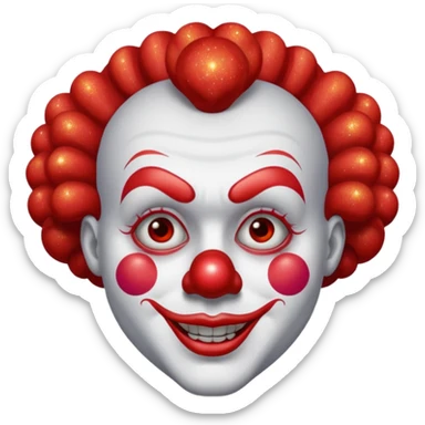 red glitter clown with the neutre facial expression sticker