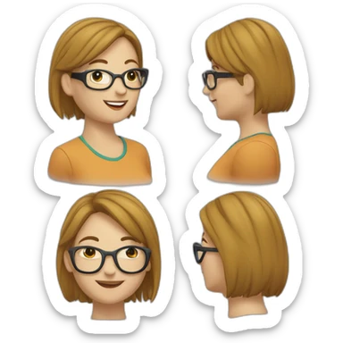 Mujer cabellos corto crespo y gafas, feliz sticker