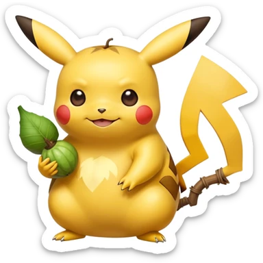 Cute thin pikachu with a gourd Yerba mate from Argentina in hand   sticker