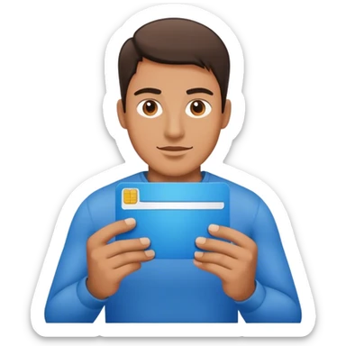 Mano sujetando una carta azul sticker