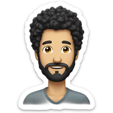 men with black curly hair and beard have a idea sticker