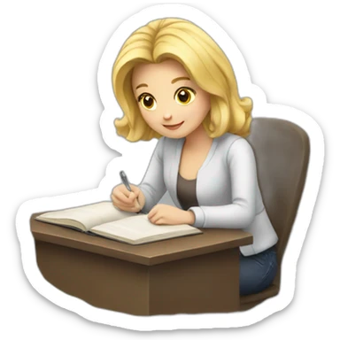 Blonde studying sticker