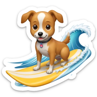 Dog surfing a wave sticker
