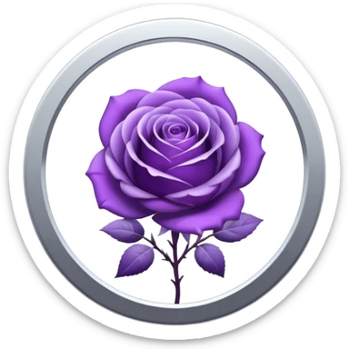 Purple shadow rose silver circle plaque sticker
