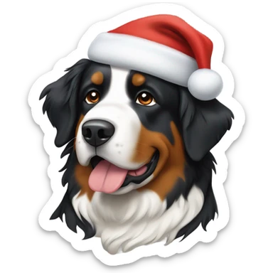 Bernese mountain dog wearing a Santa hat  sticker
