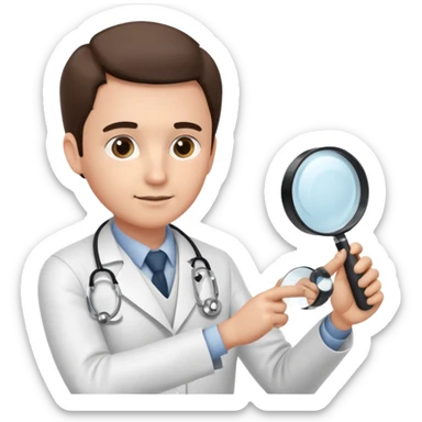 medico olhando a pele do braço de um paciente com uma lupa sticker