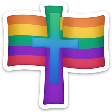 Lgbtq flag with a cross sticker