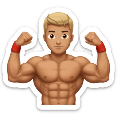 Man, flexing muscles sticker