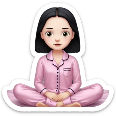 Full moon stunning Wednesday Addams in a Light pink silk pyjamas set sticker