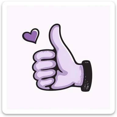 thumbs up emoji in chalk style, soft lilac color palette, rough doodle-like texture as if drawn with pastel chalk on a dark surface, aesthetic and emotional Telegram channel, subtle heart accent sticker