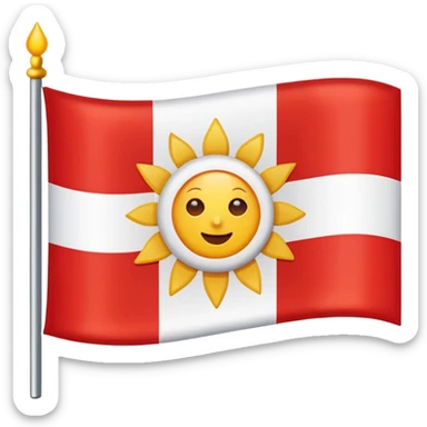 Eine Flagge die weiß ist in der Mitte einen roten Streifen hat und in dem roten Streifen eine Sonne drin ist der Streifen der rot ist ist nicht so dünn aber auch nicht dick sticker