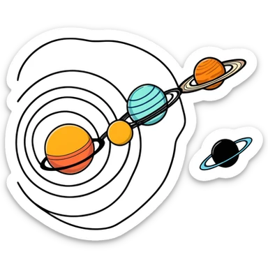 Solar system with planets that are shaped like brains not soheres sticker