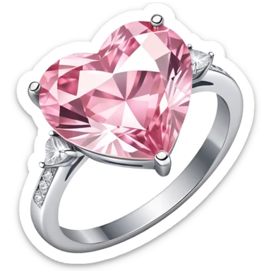 Diamond silver  ring light pink heart sticker