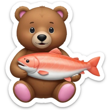 IKEA棕熊抱著一隻鮭魚 sticker