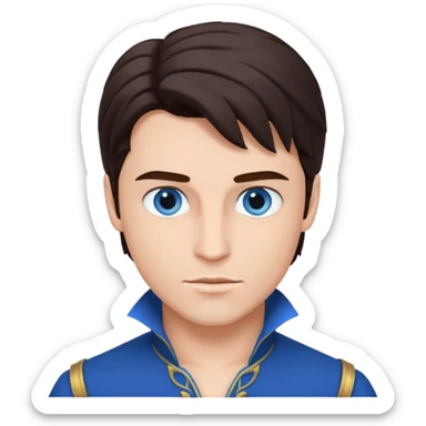 Prince Fiyero from Wicked with blue eyes, dark brown hair, blue outfit sticker