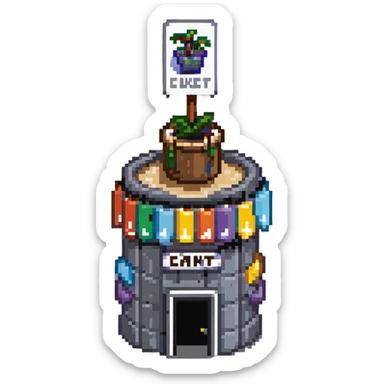 Chum Bucket restaurant from SpongeBob, gray bucket-shaped building with a sign sticker