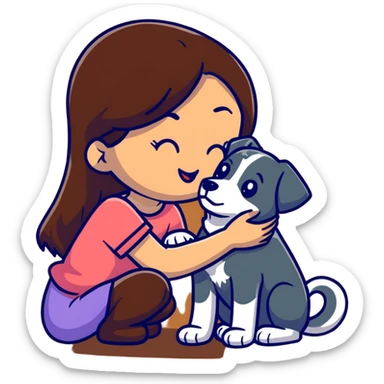 Girl hai Brown kiss dog sticker