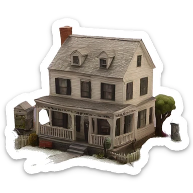 Detailed Town diorama from Beetlejuice movie sticker