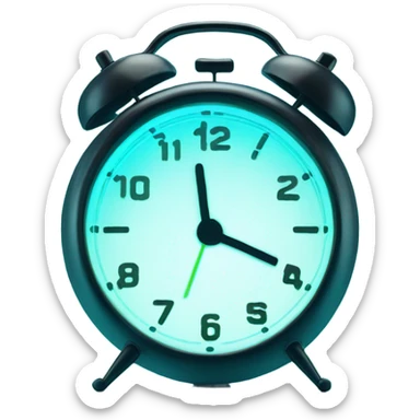 Alarm clock screen with glowing cyan numbers sticker