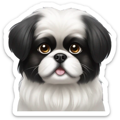 black and white pekingese with bow sticker