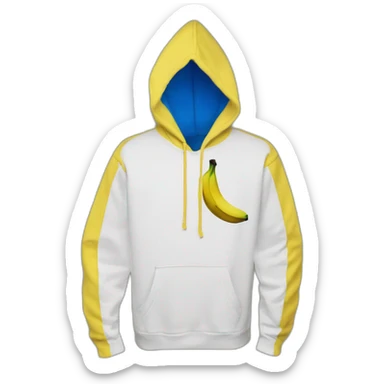 banana dominus hoodie with yello blue scary demon eyes sticker