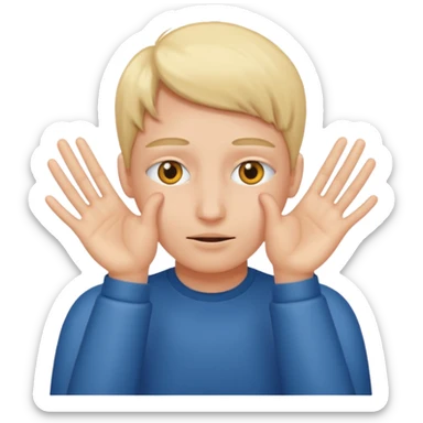 Covering the face with hands and peeping through your finger sticker