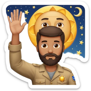 joshua bible chracter bearded man raising his hand stopping the sun & moon to continue the war sticker