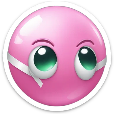 pink ball with top ribbon and white eye sticker